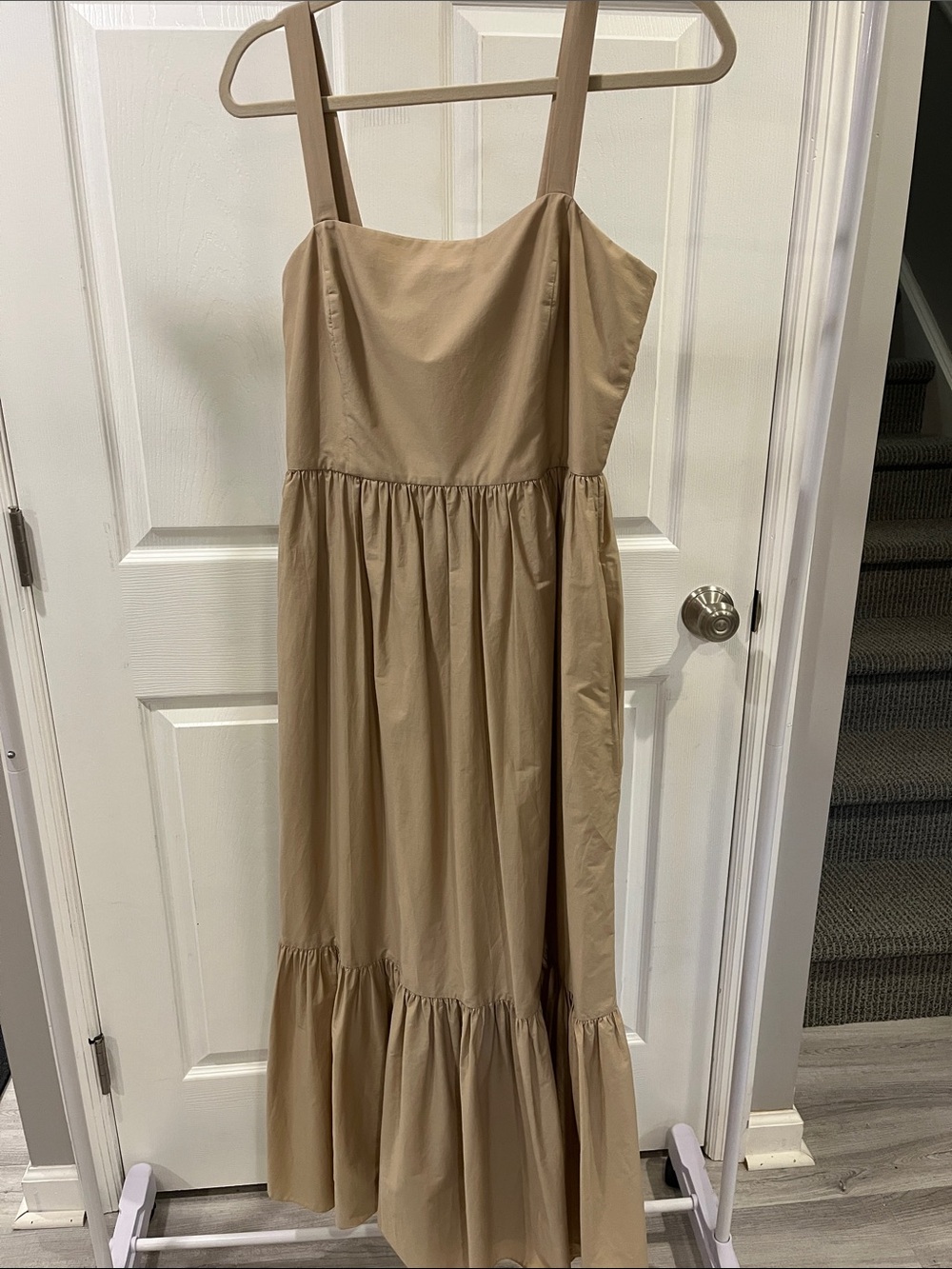 Theory Neutral Tiered Maxi Dress in Beige